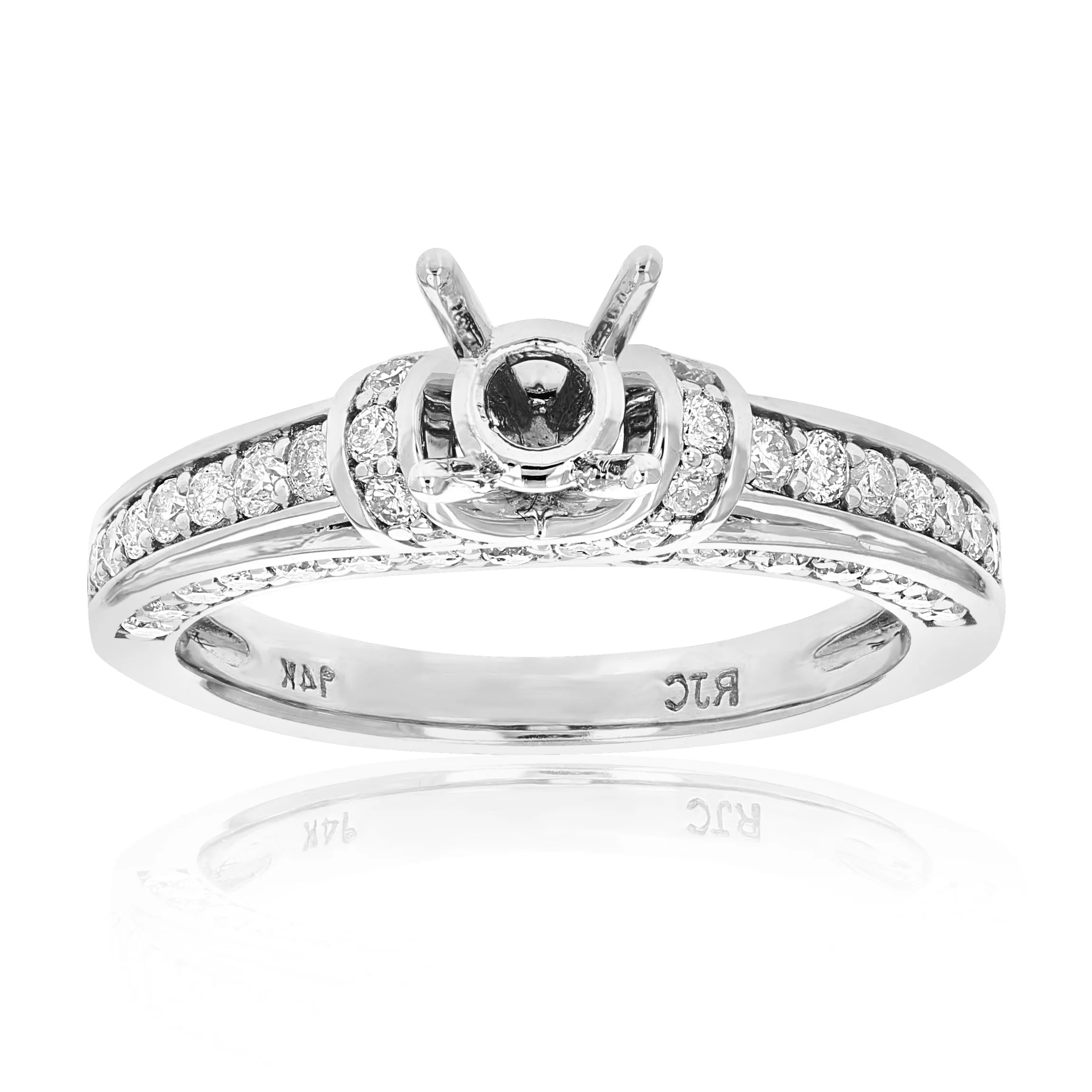 1 cttw Semi Mount Diamond Engagement Ring 14K White Gold Round Bridal