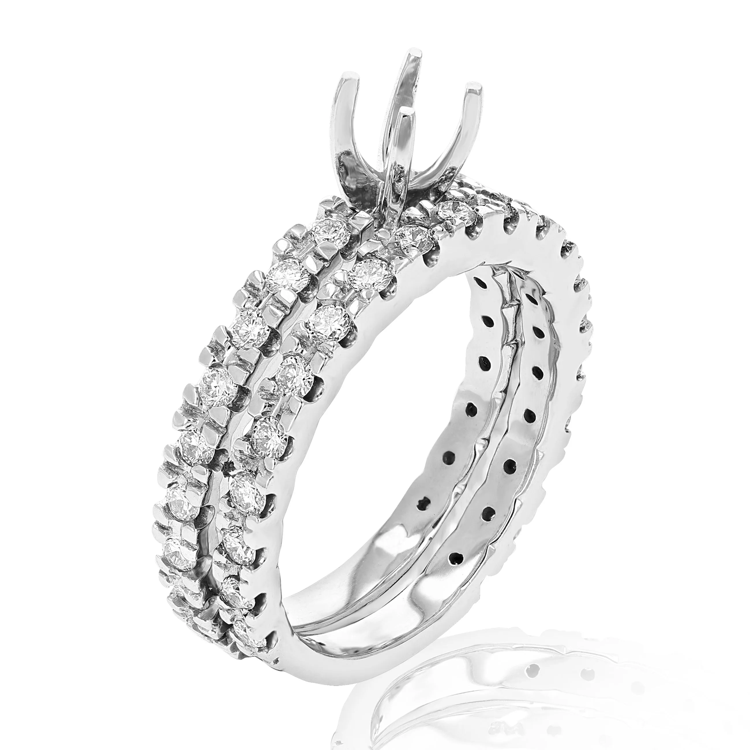 1 cttw Semi Mount Diamond Wedding Bridal Set 14K White Gold Round