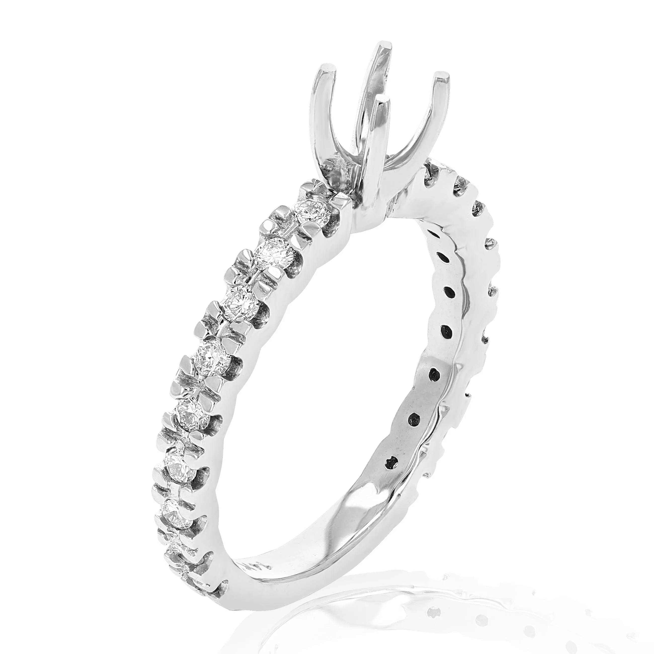 1 cttw Semi Mount Diamond Wedding Bridal Set 14K White Gold Round