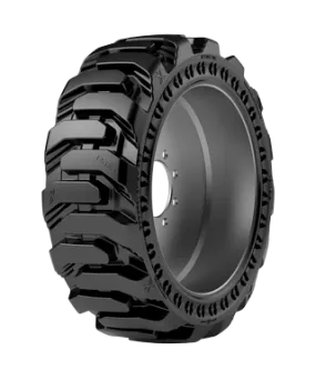 10-16.5 Solid Tire & Wheel Assembly, Maxam MS705, R-4 Traction, Apertures, Press-On, Left Side V53502A1L