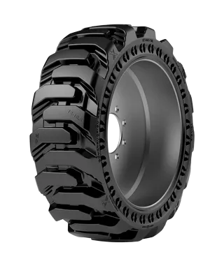 10-16.5 Solid Tire & Wheel Assembly, Maxam MS705, R-4 Traction, Apertures, Press-On, Left Side V53502A1L