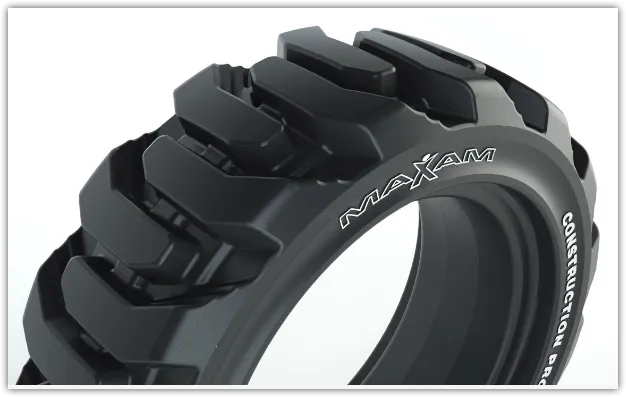 10-16.5 Solid Tire & Wheel Assembly, Maxam MS705, R-4 Traction, Non-Aperture, Press-On, Left Side V53503A1L