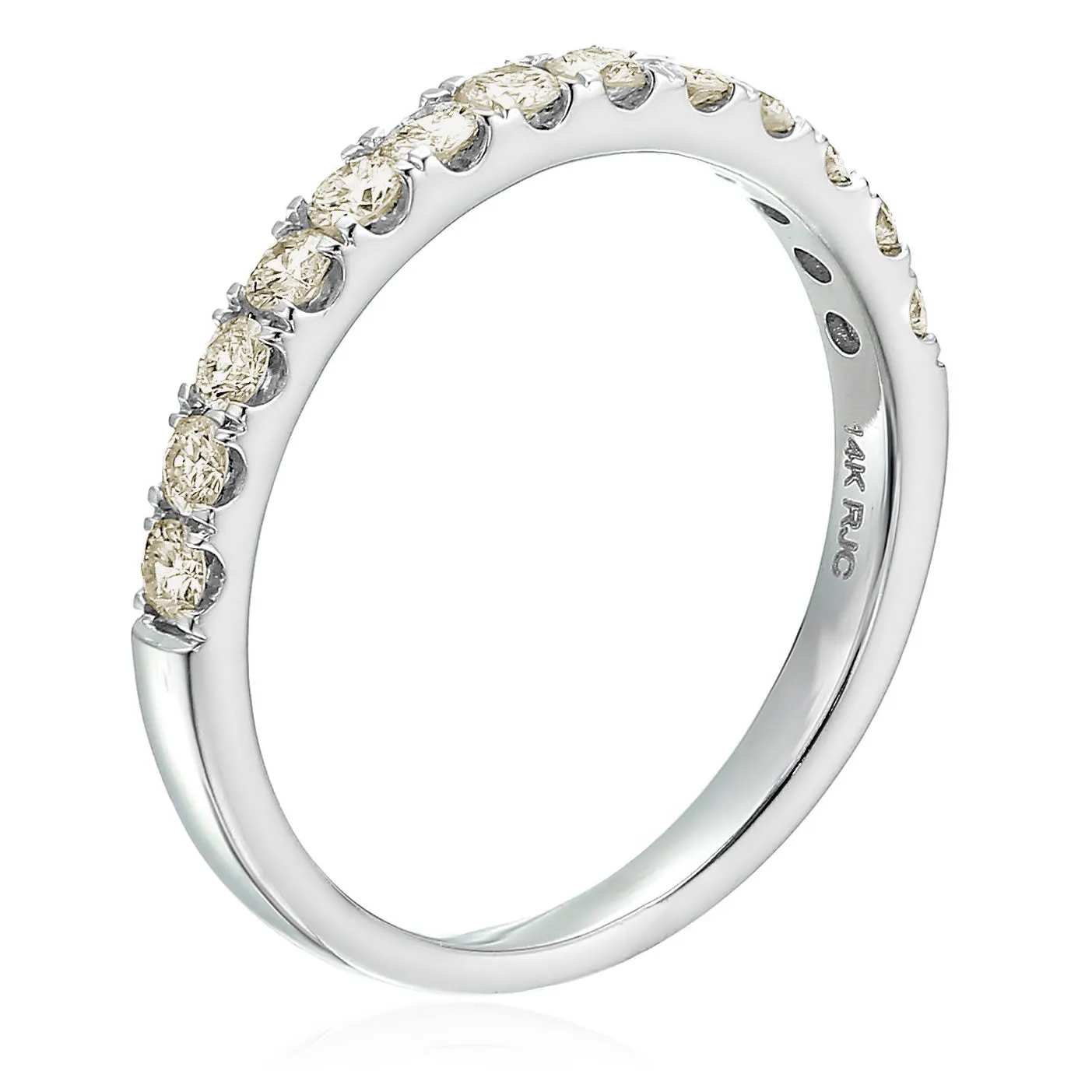 1/2 cttw Champagne Diamond Wedding Band 14K White Gold 13 Stones Round