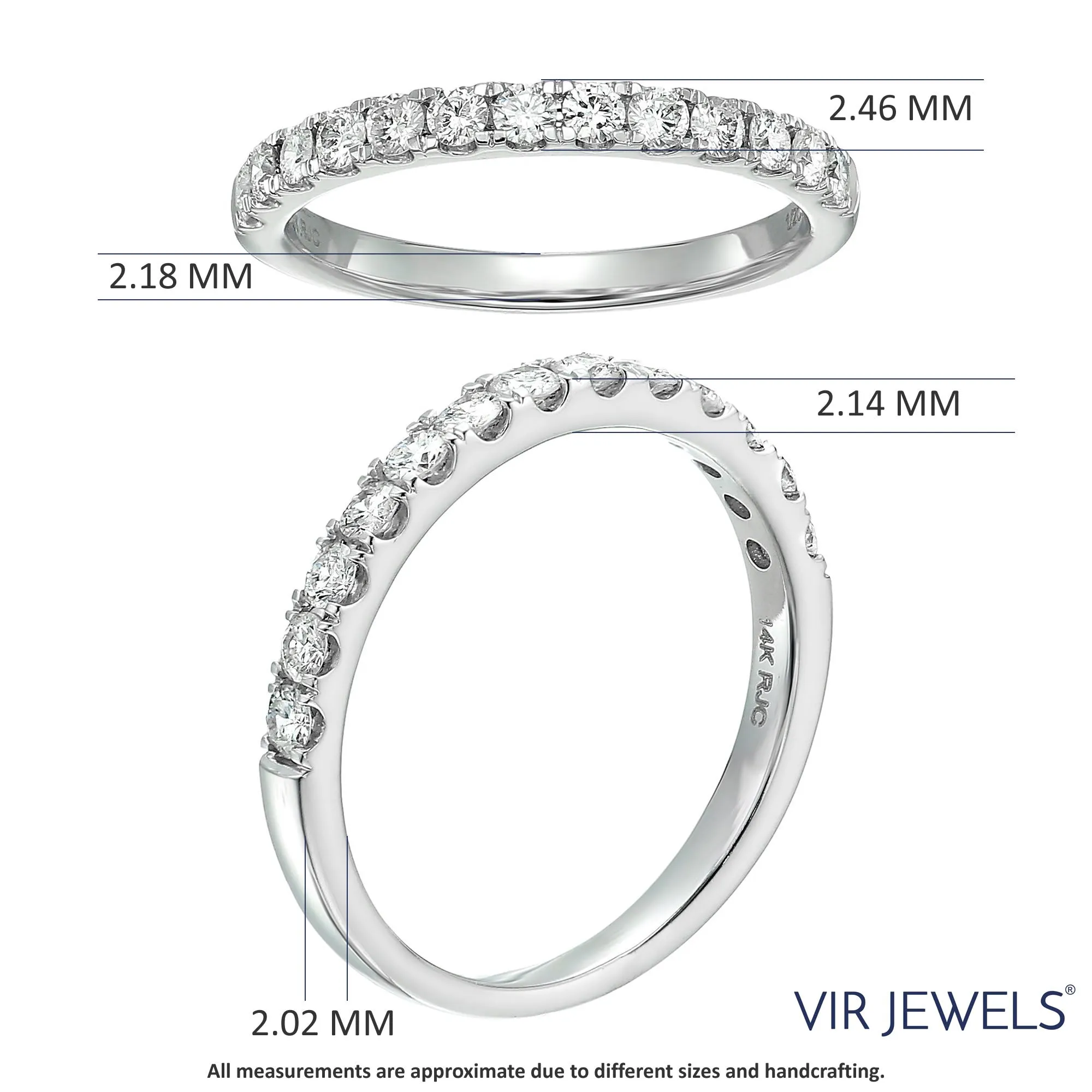 1/2 cttw Champagne Diamond Wedding Band 14K White Gold 13 Stones Round