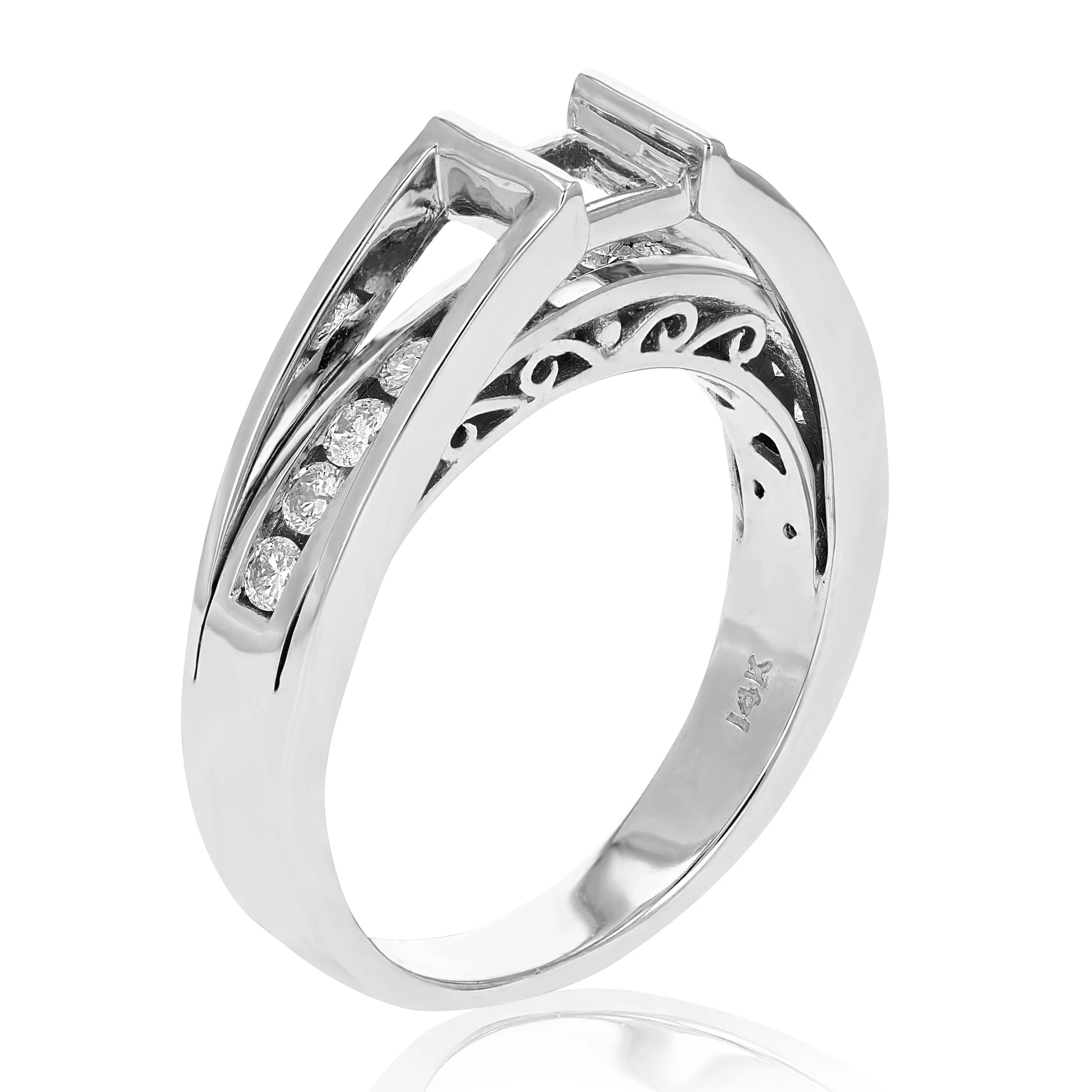 1/2 cttw Diamond Semi Mount Wedding Bridal Set 14K White Gold Princess