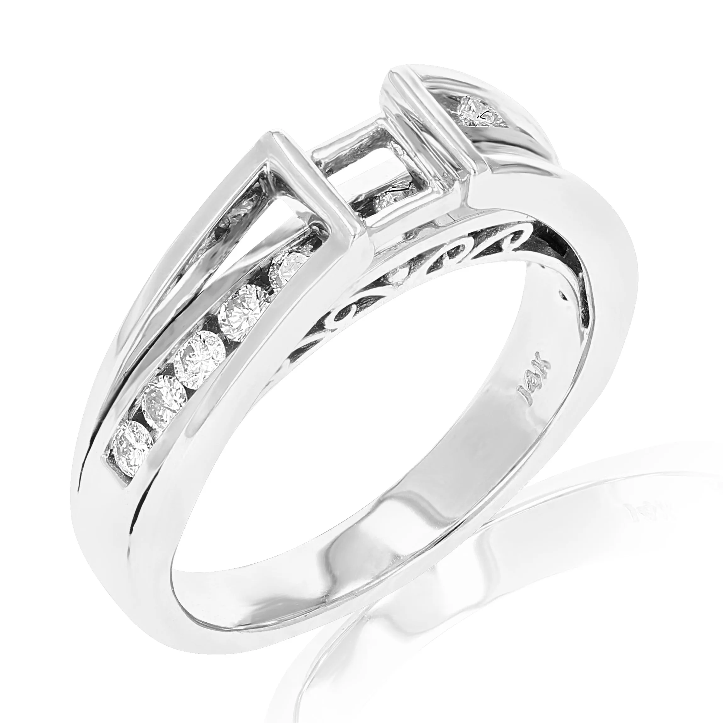 1/2 cttw Diamond Semi Mount Wedding Bridal Set 14K White Gold Princess