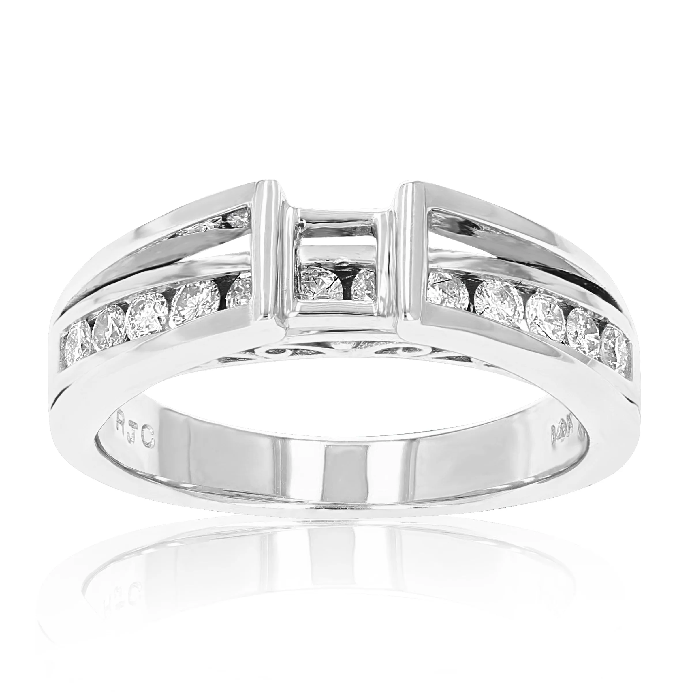 1/2 cttw Diamond Semi Mount Wedding Bridal Set 14K White Gold Princess