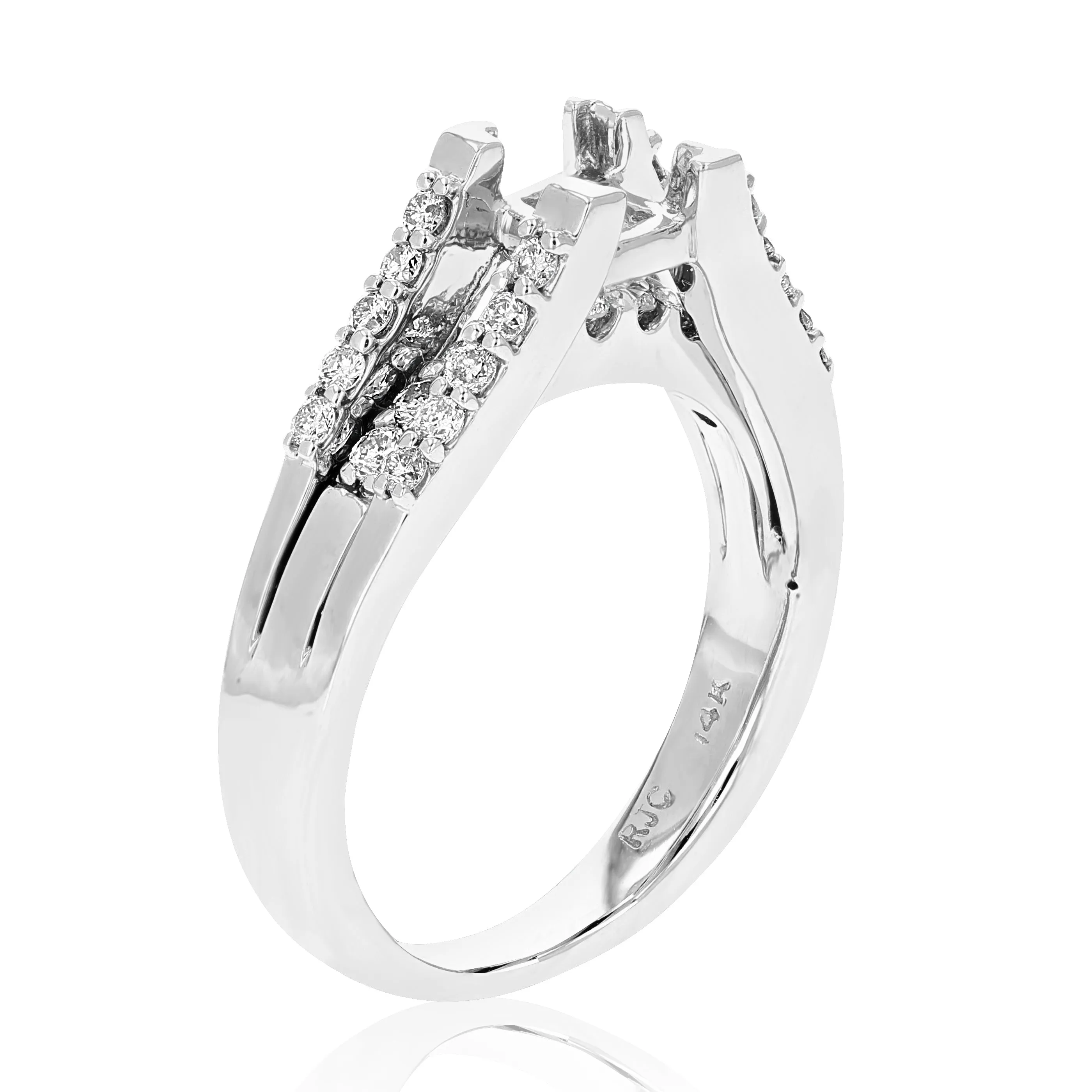 1/2 cttw Semi Mount Diamond Engagement Ring 14K White Gold Princess