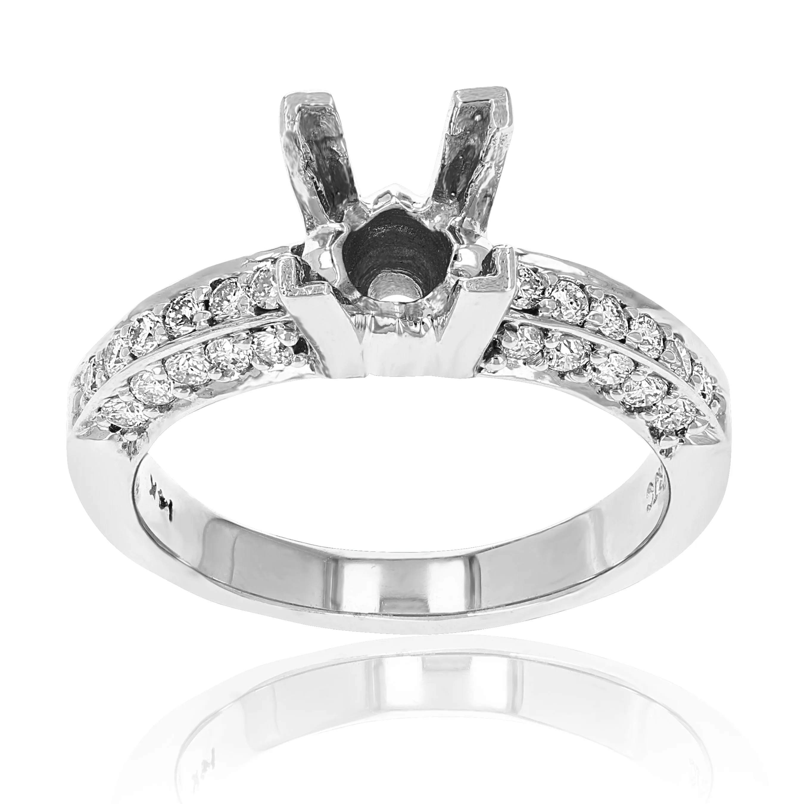 1.20 cttw Semi Mount Diamond Wedding Bridal Set 14K White Gold Round
