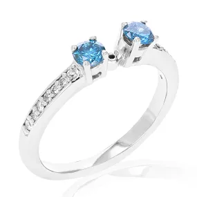 1/3 cttw Semi Mount Blue and White Diamond Engagement Ring 14K White Gold