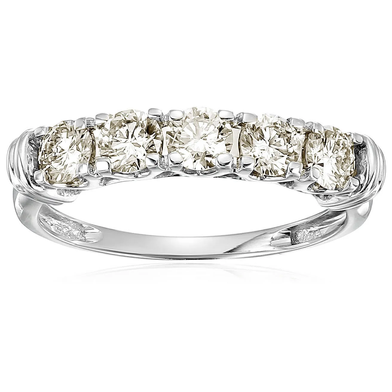 1.50 cttw 5 Stone Diamond Wedding Engagement Ring 14K White Gold Round