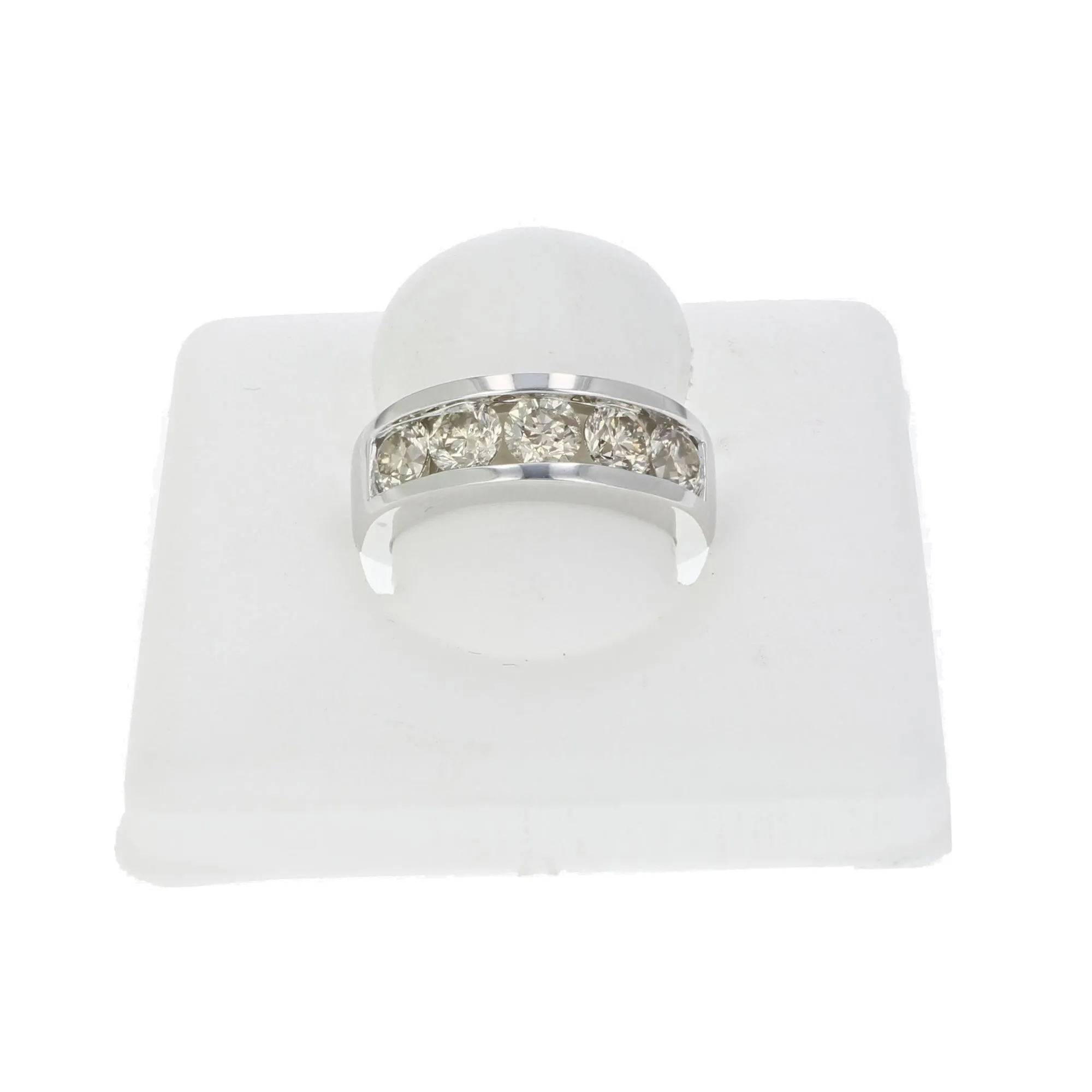 1.50 cttw 5 Stones Champagne Diamond Wedding Band 14K Gold Channel