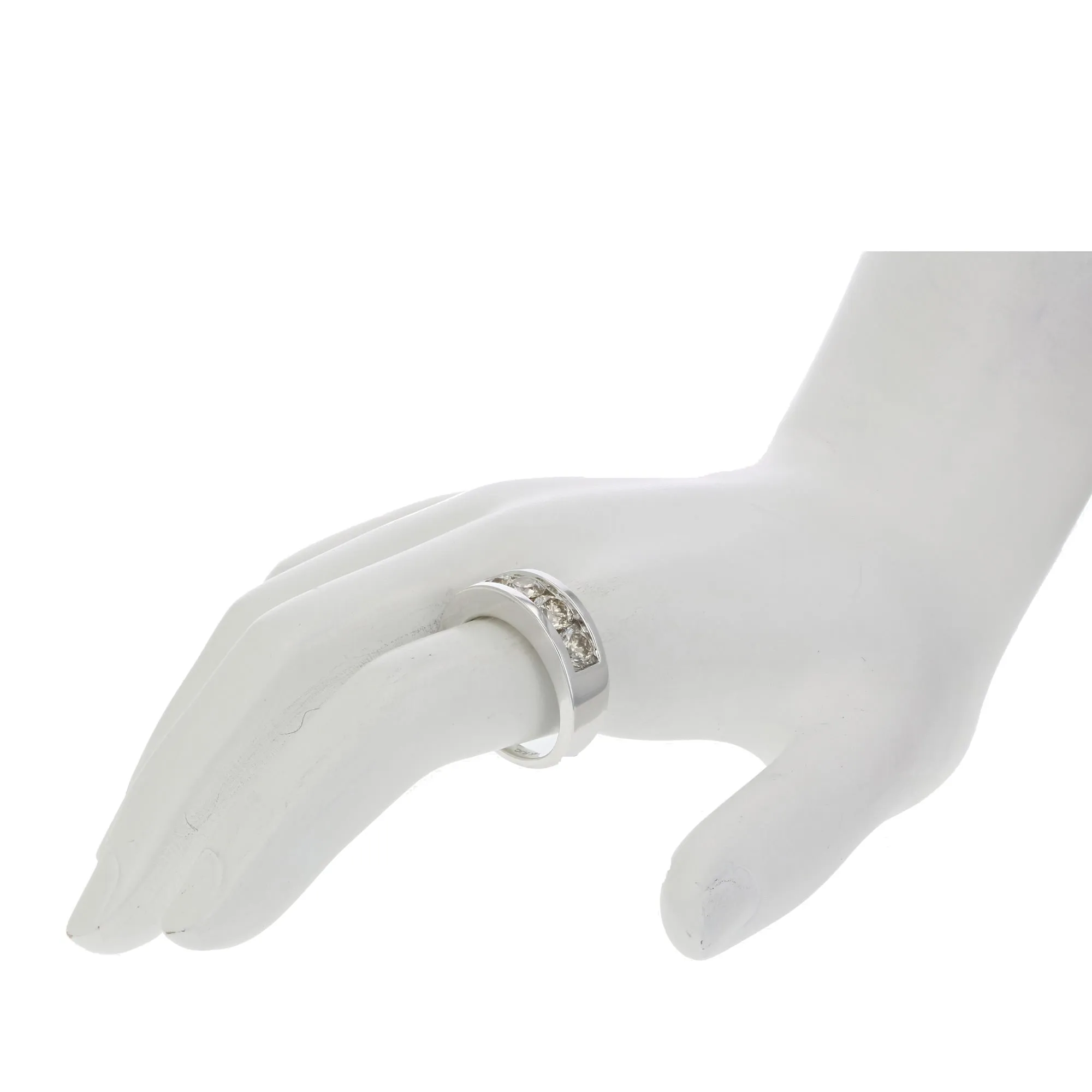 1.50 cttw 5 Stones Champagne Diamond Wedding Band 14K Gold Channel