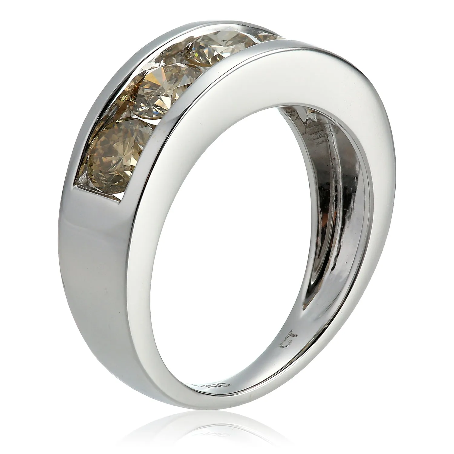 1.50 cttw 5 Stones Champagne Diamond Wedding Band 14K Gold Channel
