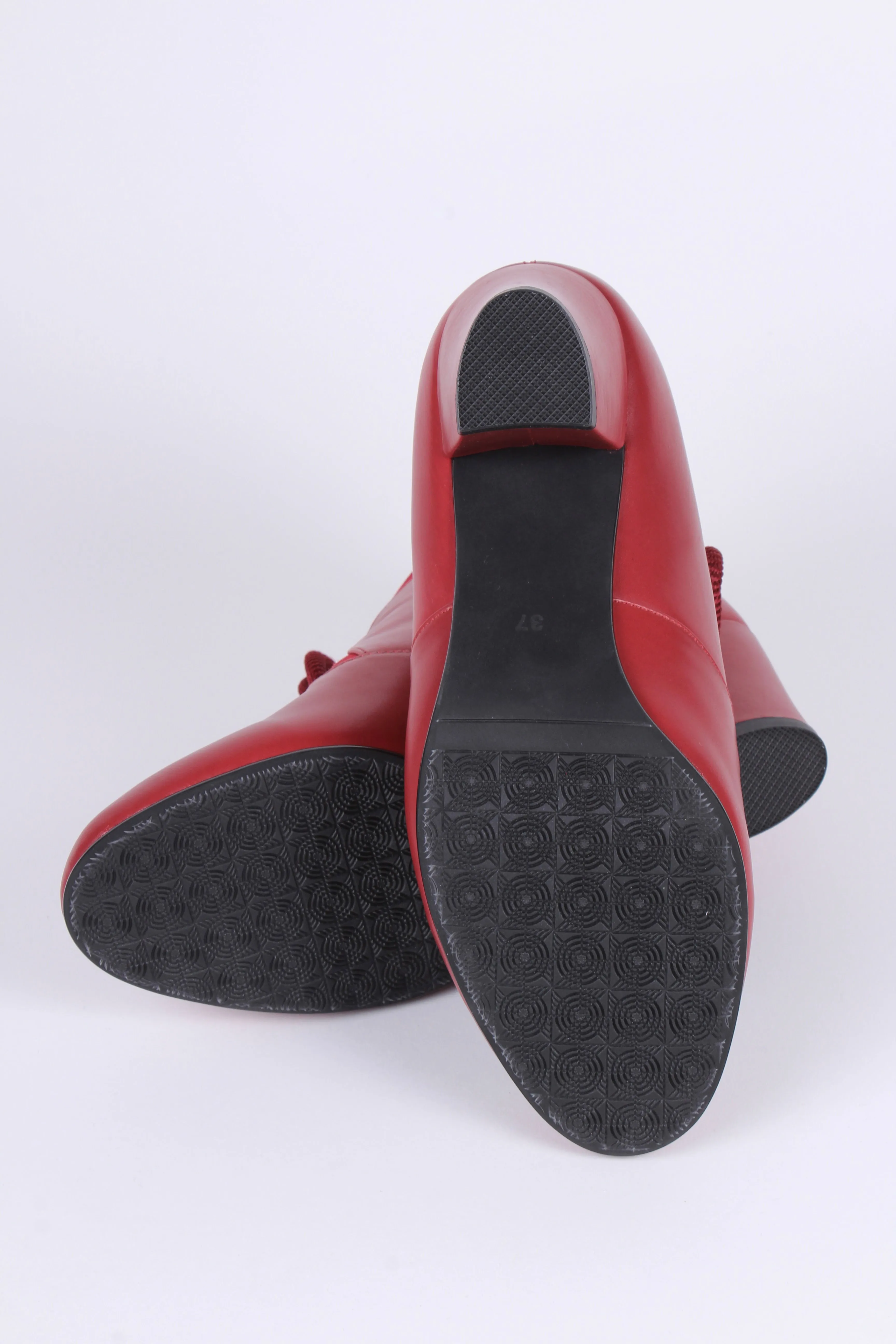 1940s style winter ankle boots  - Red - Lillie