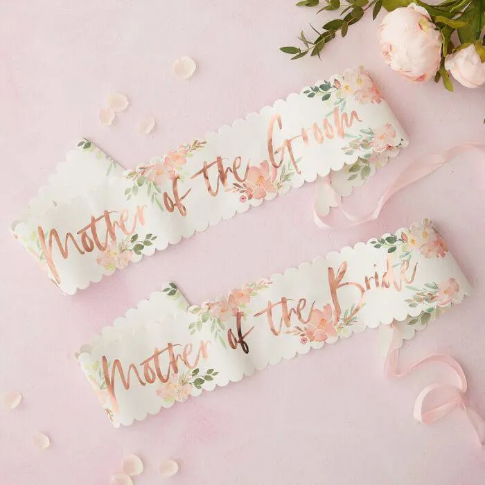 2 Pack- Floral Mother of the Bride Groom Bridal Shower Sashes