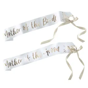 2 Pack - White Mother of the Bride Groom Bridal Shower Sashes