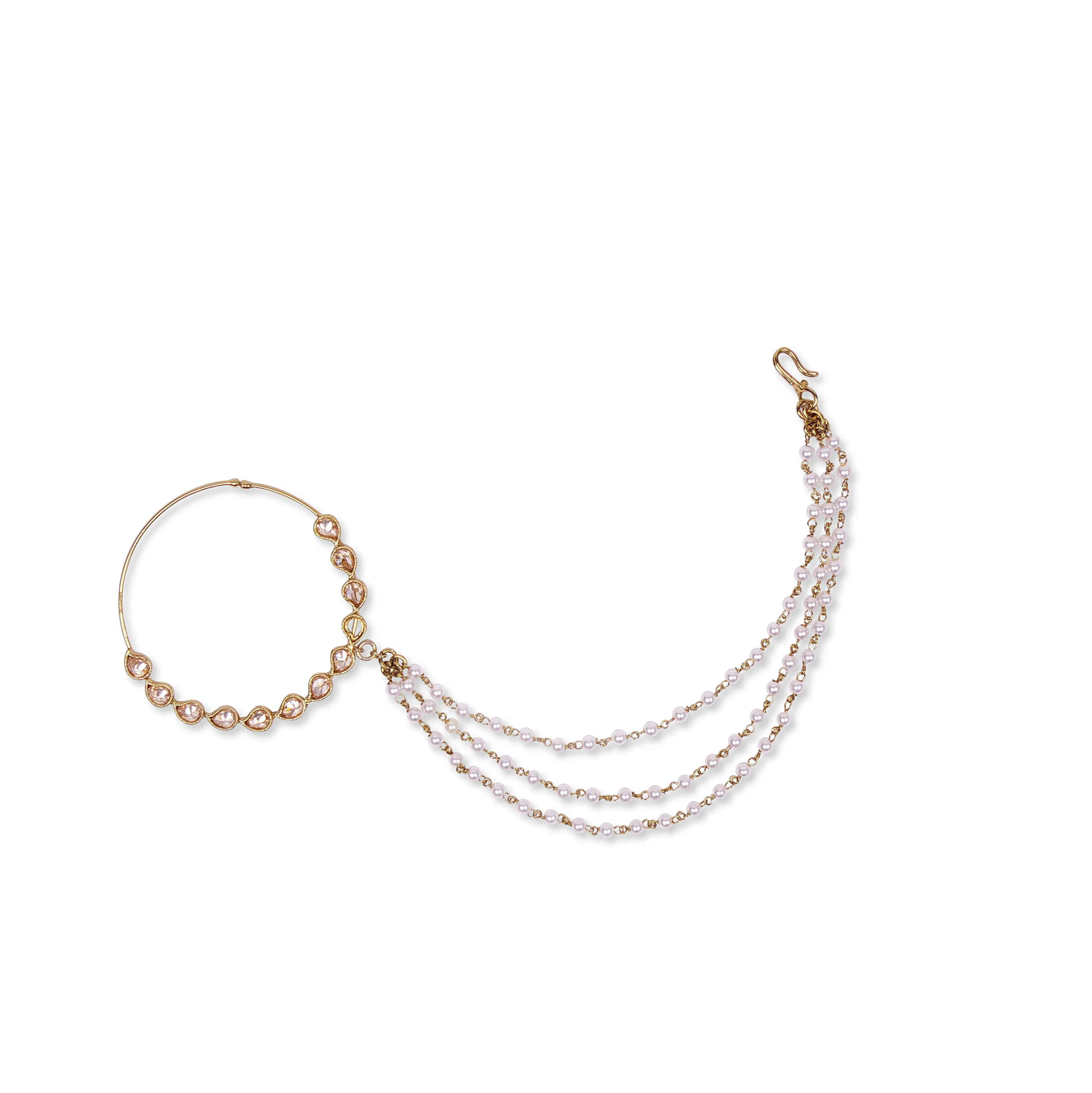 2" Teardrop Bridal Nose Ring in Antique Gold