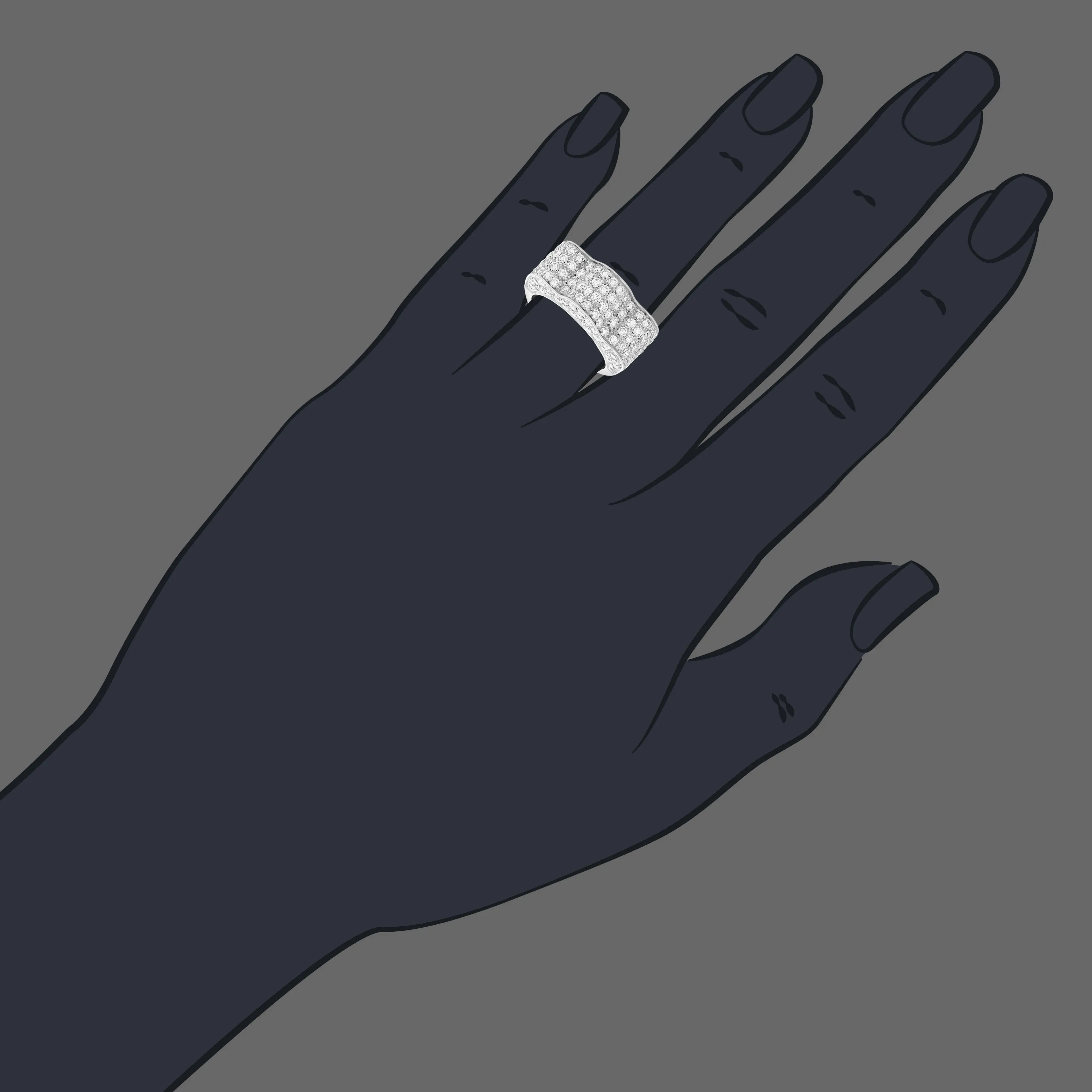 3 Cttw Diamond Wedding Band in 18K White Gold