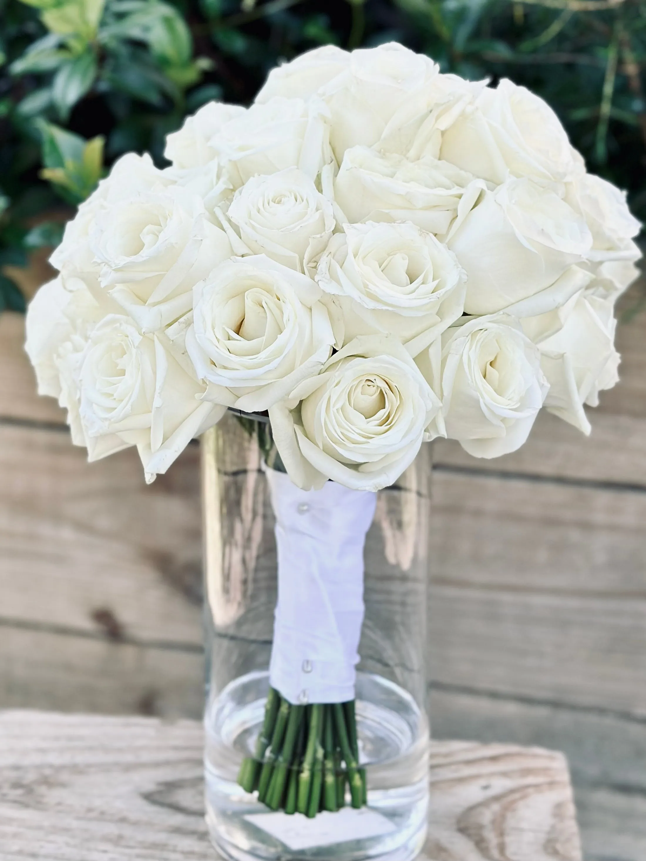 30 white rose bridal bouquet
