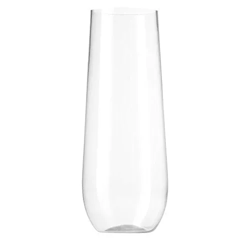 36 Pack Stemless Plastic Champagne Flutes Disposable 9 Oz Clear Plastic Toasting Glasses Shatterproof Recyclable and BPA-Free