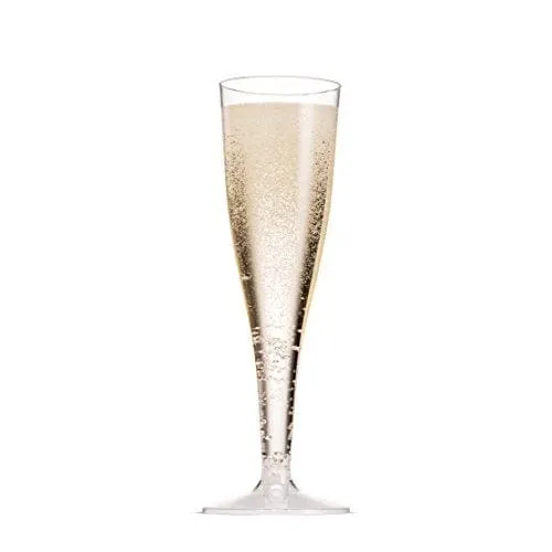 50 Plastic Champagne Flutes 5 Oz Clear Plastic Toasting Glasses Disposable Wedding Party Cocktail Cups