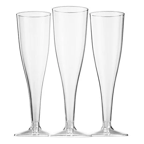 50 Plastic Champagne Flutes 5 Oz Clear Plastic Toasting Glasses Disposable Wedding Party Cocktail Cups