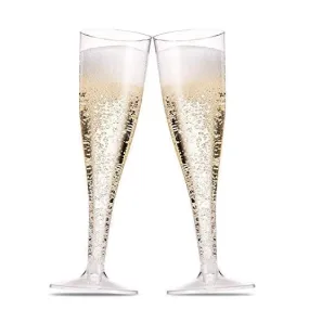 50 Plastic Champagne Flutes 5 Oz Clear Plastic Toasting Glasses Disposable Wedding Party Cocktail Cups