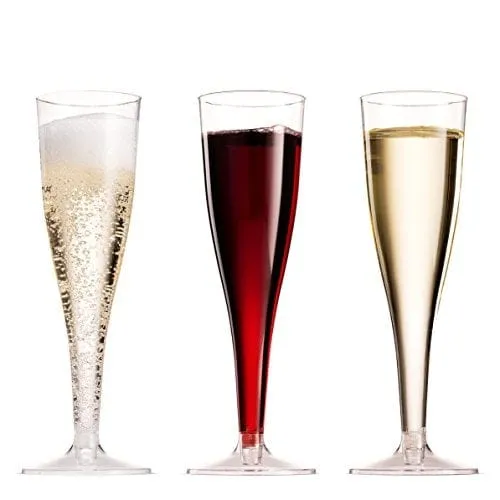 50 Plastic Champagne Flutes 5 Oz Clear Plastic Toasting Glasses Disposable Wedding Party Cocktail Cups