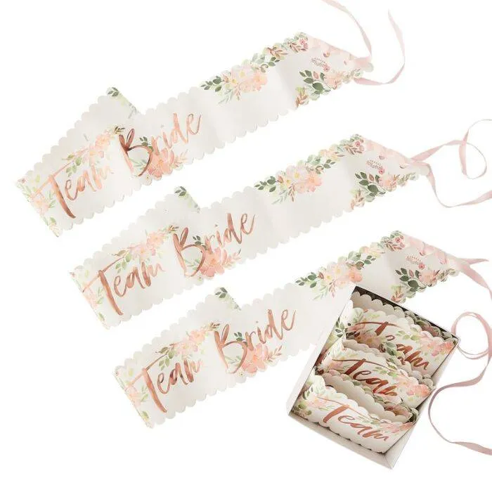 6 Pack- Floral Bridal Shower Party Sashes