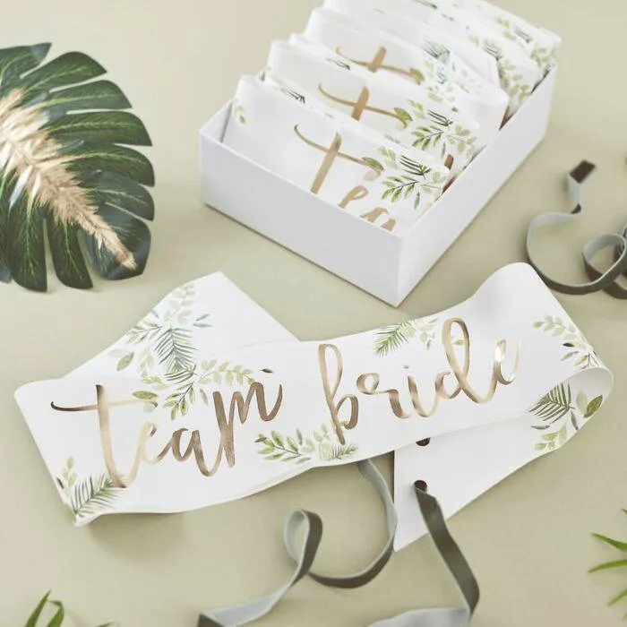 6 Pack - Team Bride Bridal Shower Party Sashes