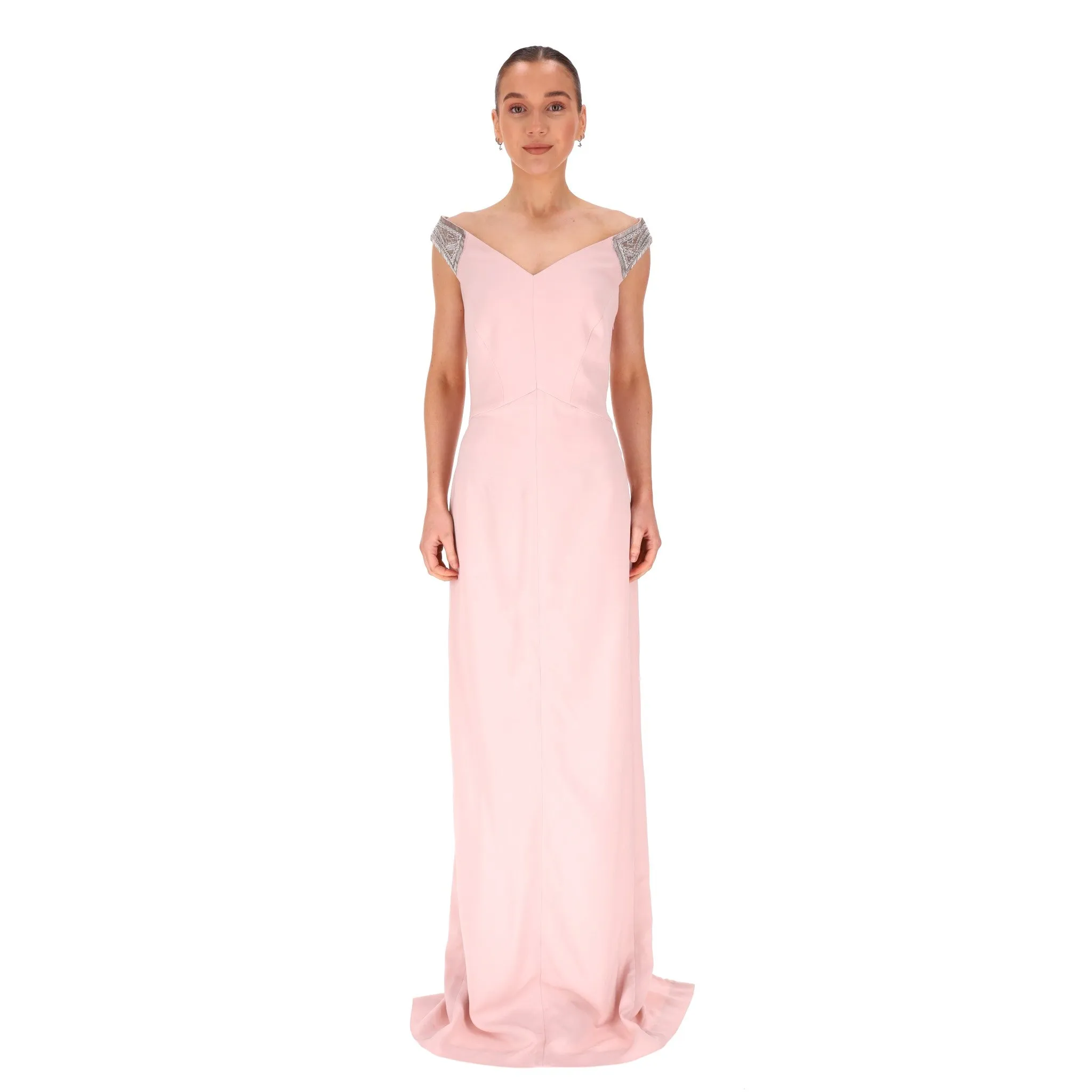 Amanda Wakeley Crystal & Bead Embellished Evening Gown. Size 10UK
