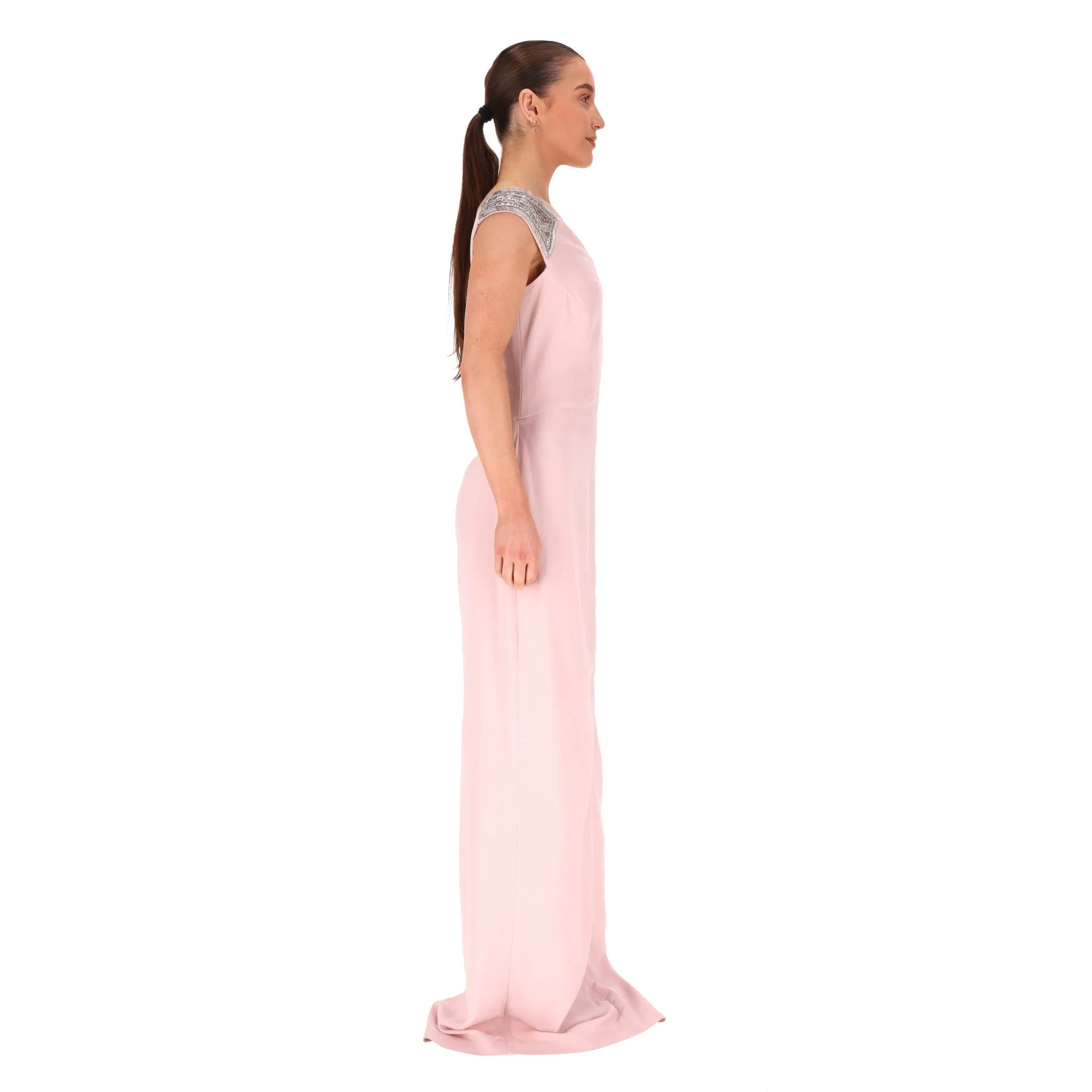 Amanda Wakeley Crystal & Bead Embellished Evening Gown. Size 10UK