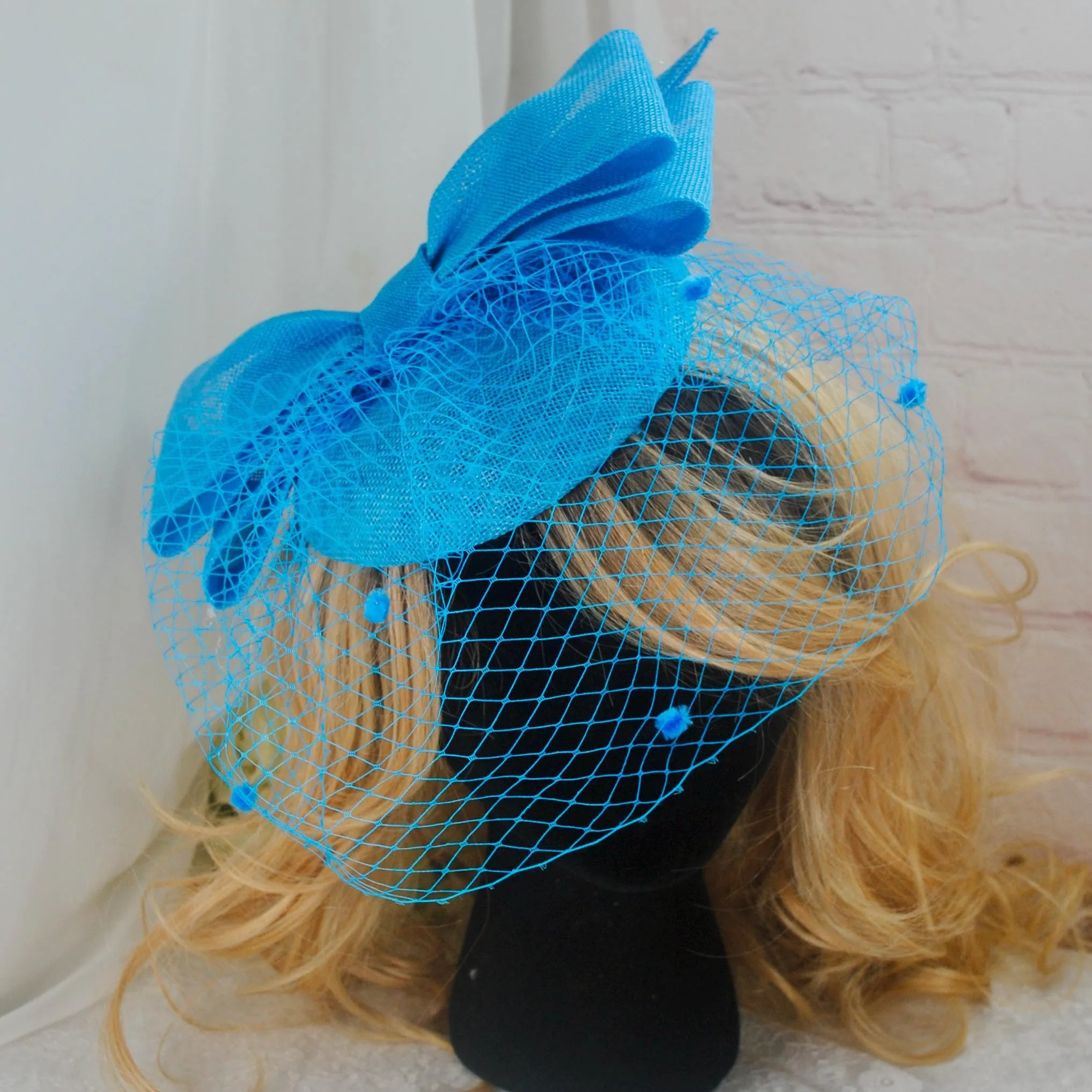Aqua Blue Satin Heels  & Matching Fascinator