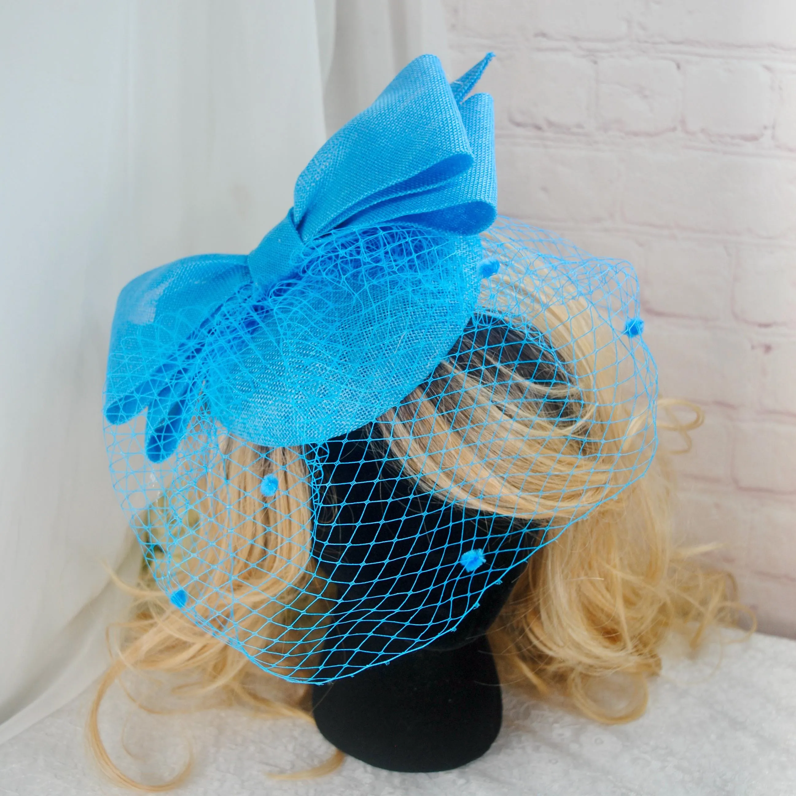 Aqua Blue Satin Heels  & Matching Fascinator