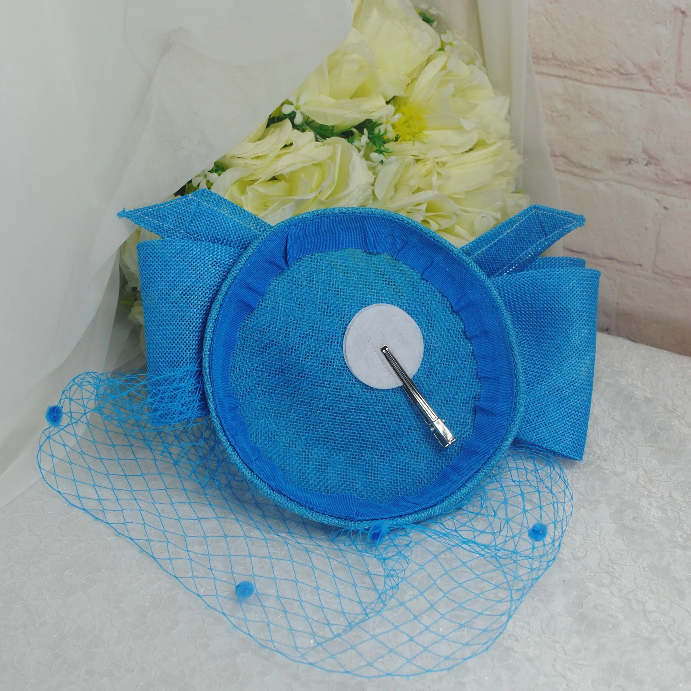 Aqua Blue Satin Heels  & Matching Fascinator