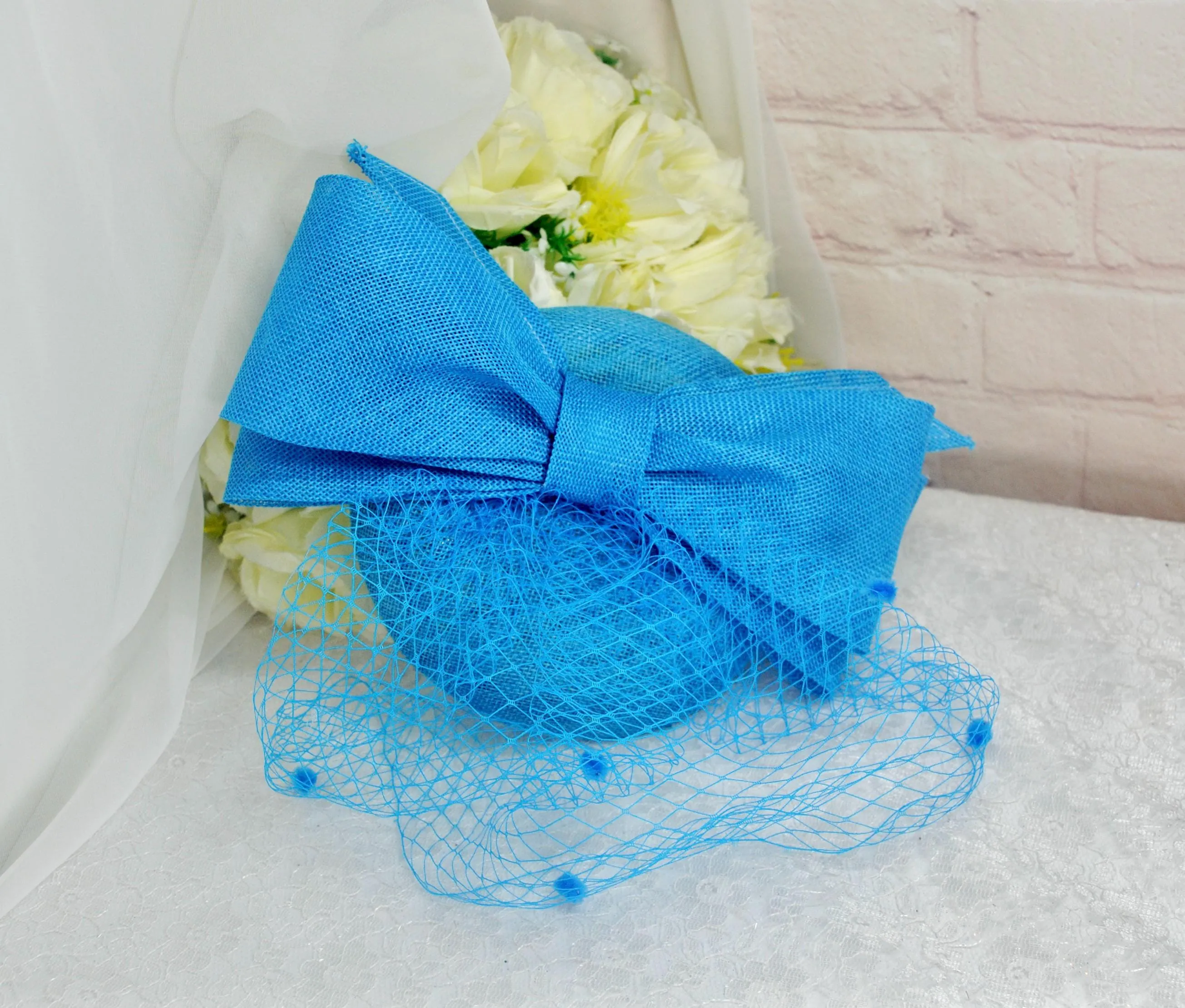 Aqua Blue Satin Heels  & Matching Fascinator