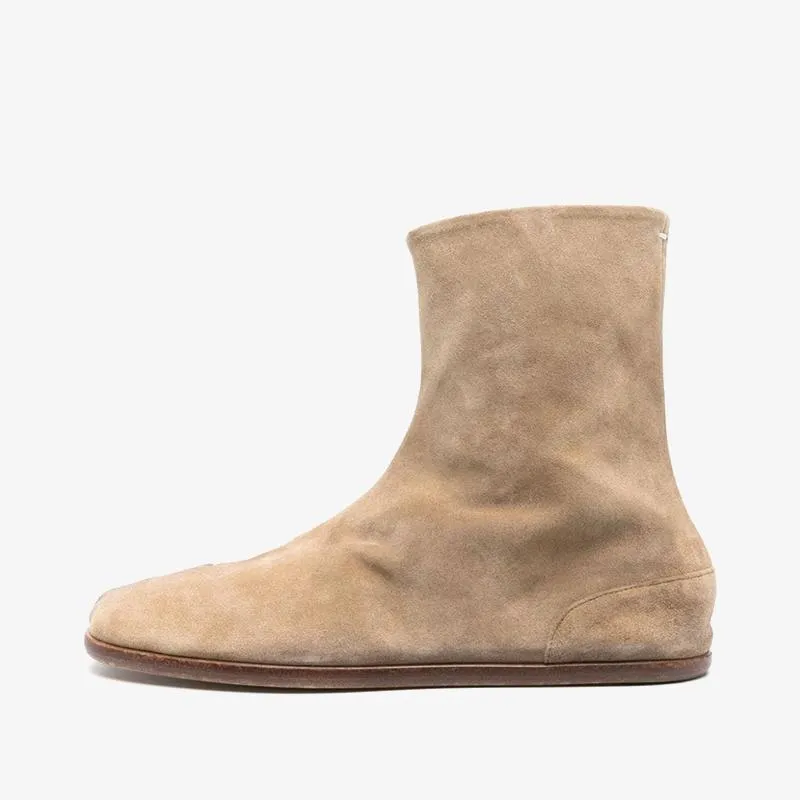 Beige Suede Ankle Boots