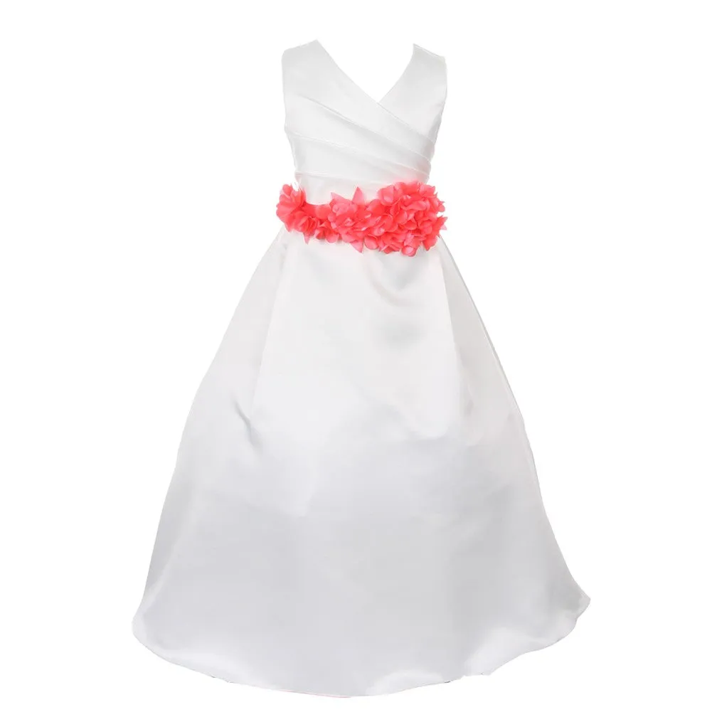 Big Girls Multi Color Choice Flower Sash Bridal Junior Bridesmaid Dress 8-16
