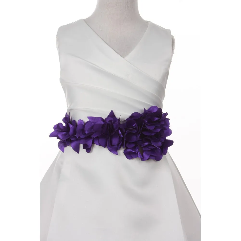 Big Girls Multi Color Choice Flower Sash Bridal Junior Bridesmaid Dress 8-16