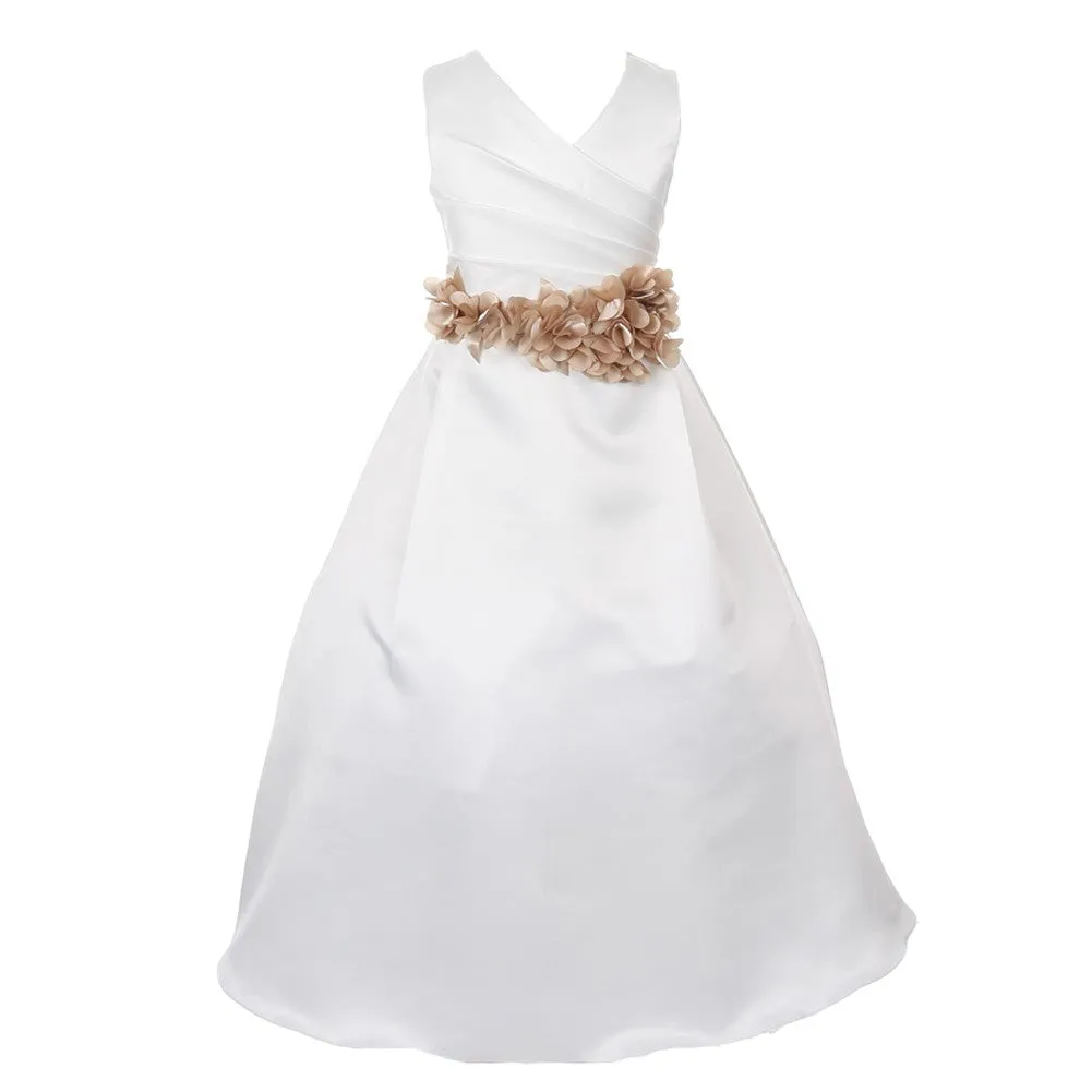 Big Girls Multi Color Choice Flower Sash Bridal Junior Bridesmaid Dress 8-16