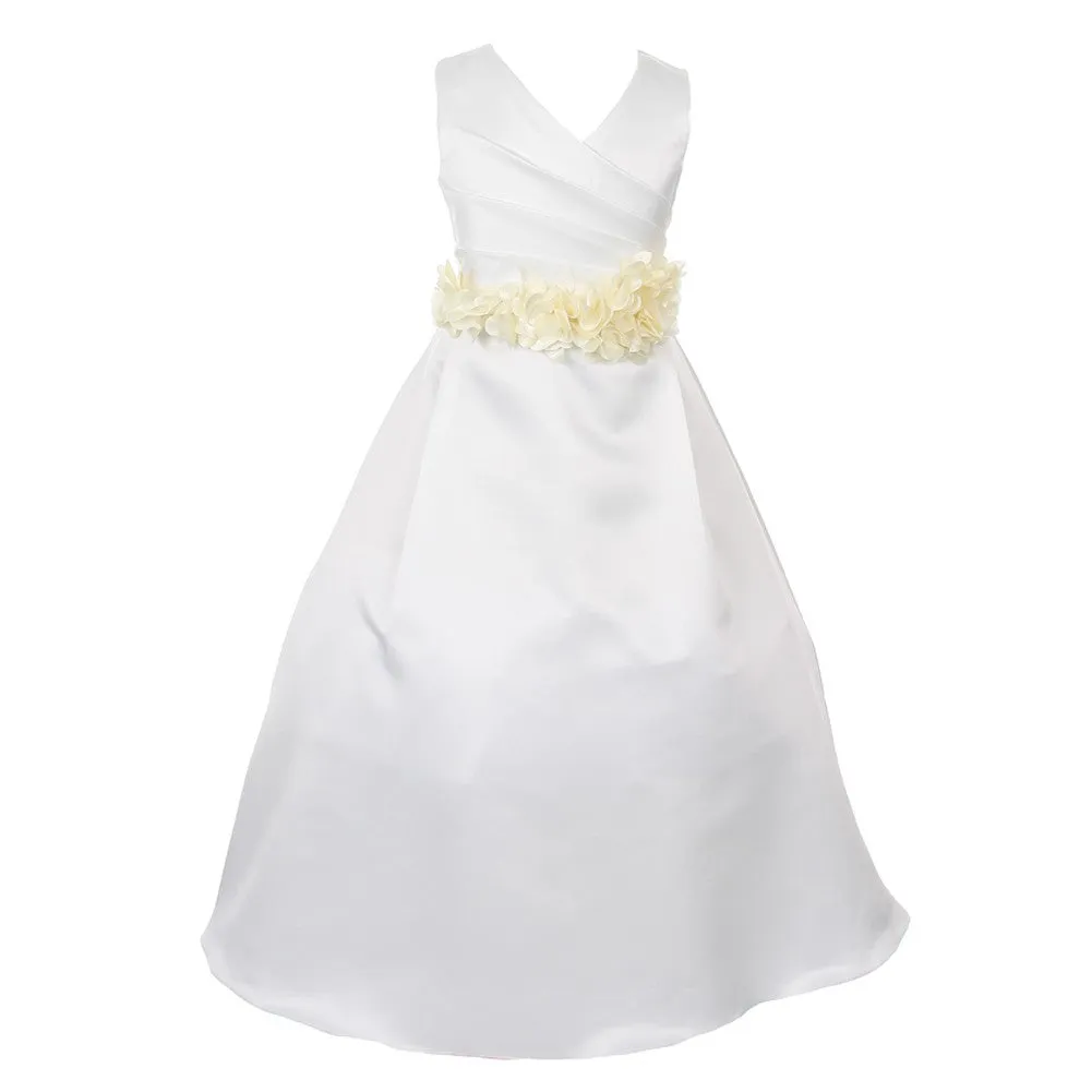 Big Girls Multi Color Choice Flower Sash Bridal Junior Bridesmaid Dress 8-16