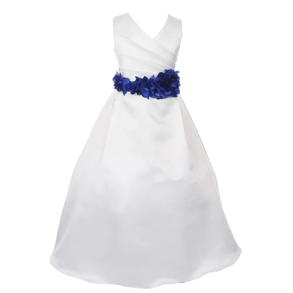 Big Girls Multi Color Choice Flower Sash Bridal Junior Bridesmaid Dress 8-16