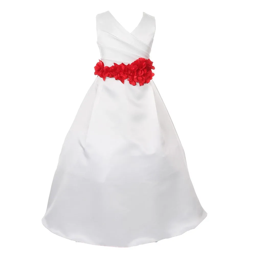 Big Girls Multi Color Choice Flower Sash Bridal Junior Bridesmaid Dress 8-16