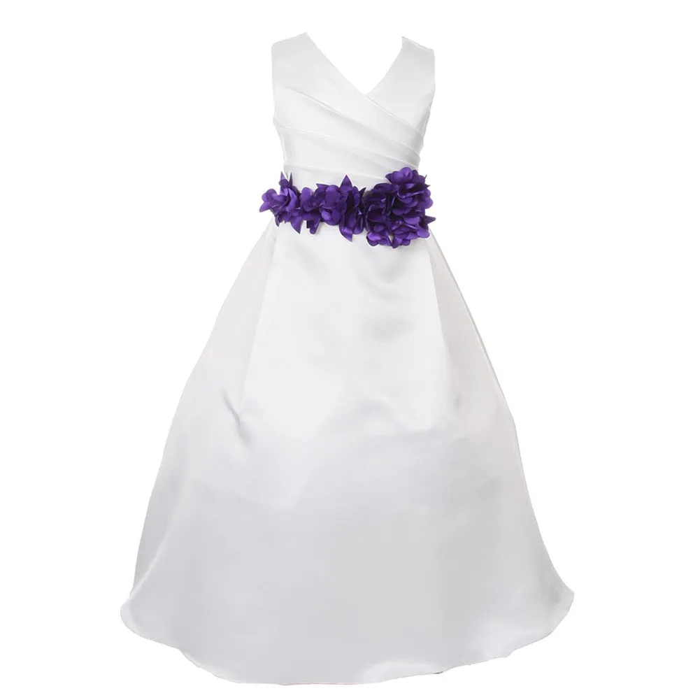 Big Girls Multi Color Choice Flower Sash Bridal Junior Bridesmaid Dress 8-16