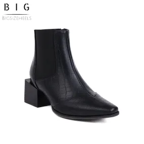 Bigsizeheels Elastic square heel ankle boots - Black