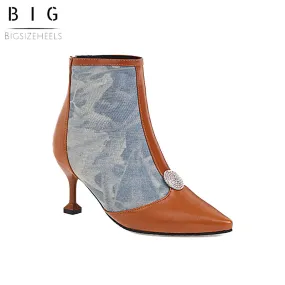 Bigsizeheels Pointed-toe Classy Ankle Boots - Brown