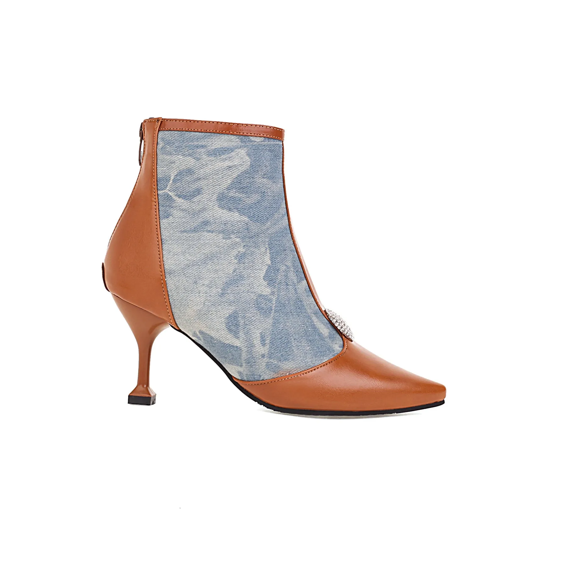 Bigsizeheels Pointed-toe Classy Ankle Boots - Brown