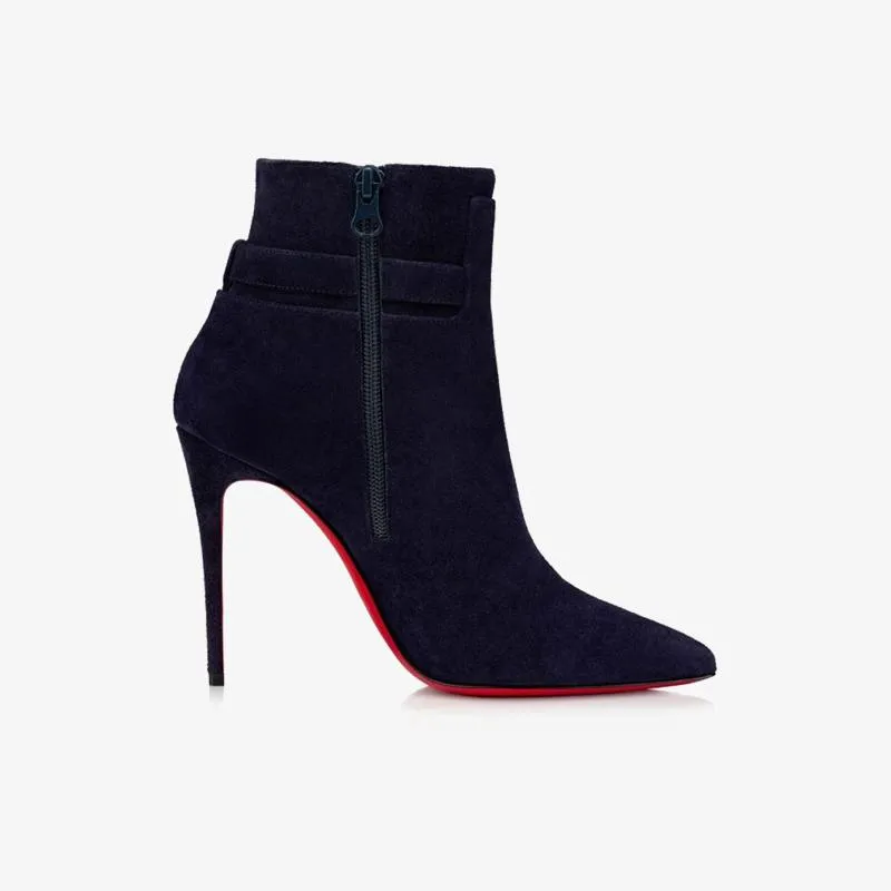 Blue Waxed Suede Ankle Boots
