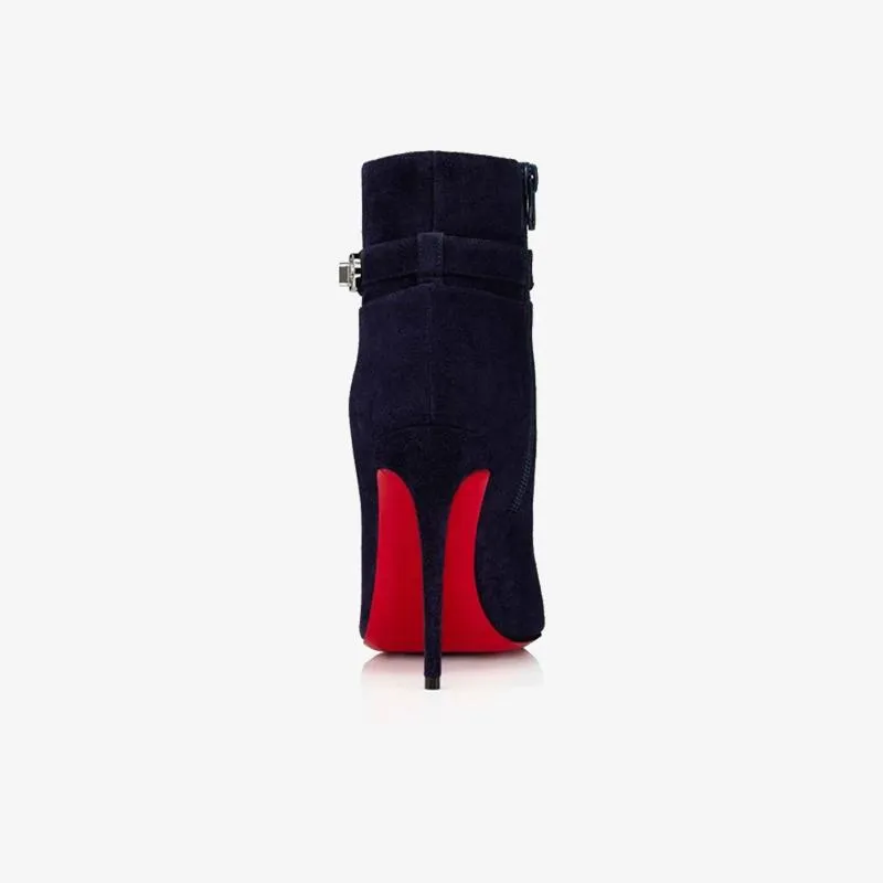 Blue Waxed Suede Ankle Boots